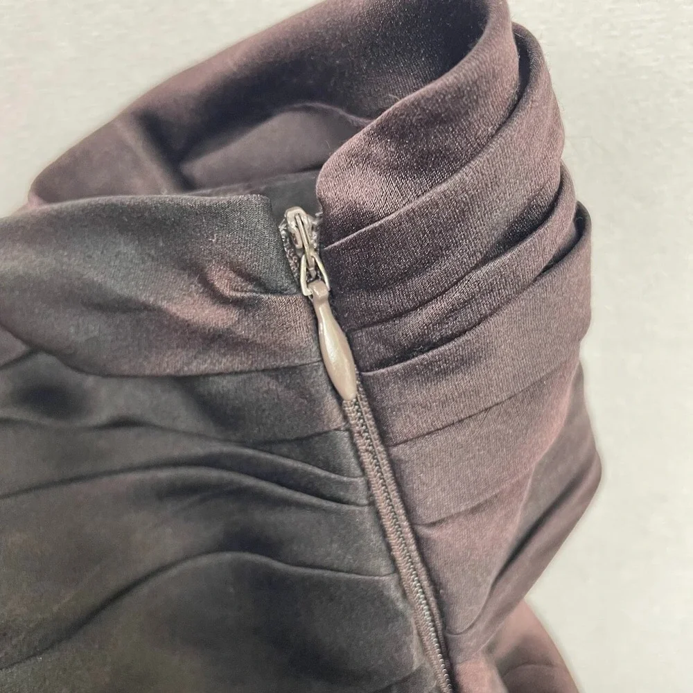 GENNY Maxi Skirt Womens Size 12 Vintage Silk‎ Chocolate By Versace Made in Italy - Picture 8 of 8